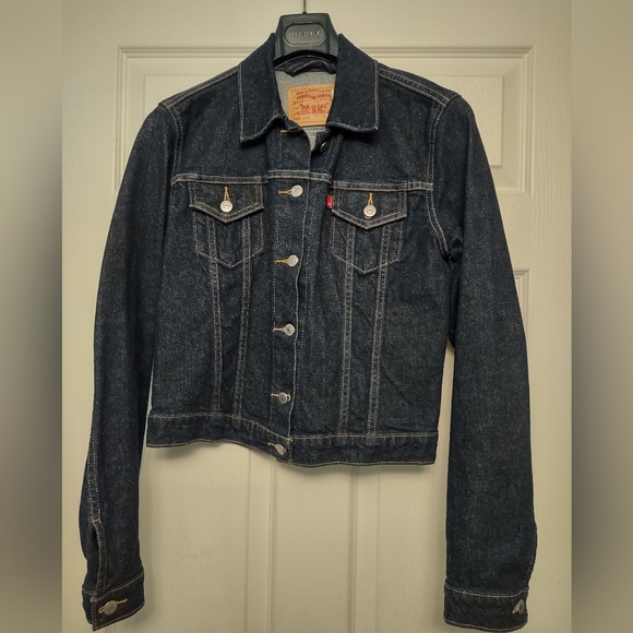 Levi's Jean Jacket Womens Medium Size Dark Blue - Picture 1 of 13